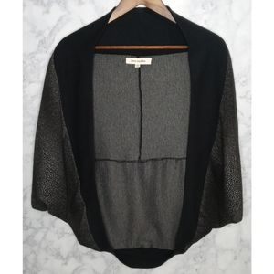 Steve Madden Cardigan Women Size XS Black Gray Open Front Batwing Sleeve